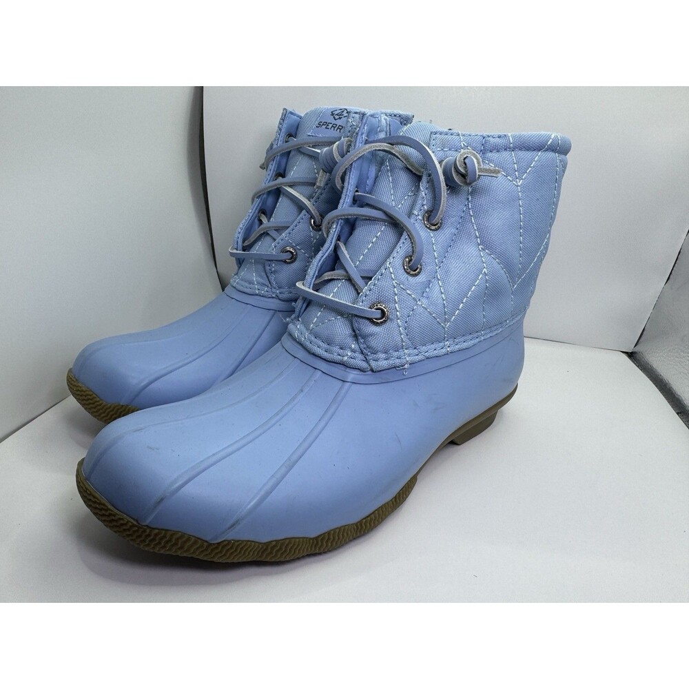 SPERRY Saltwater Quilted Nylon Boots Blue Waterproof Snow STS88284 SZ 7 New